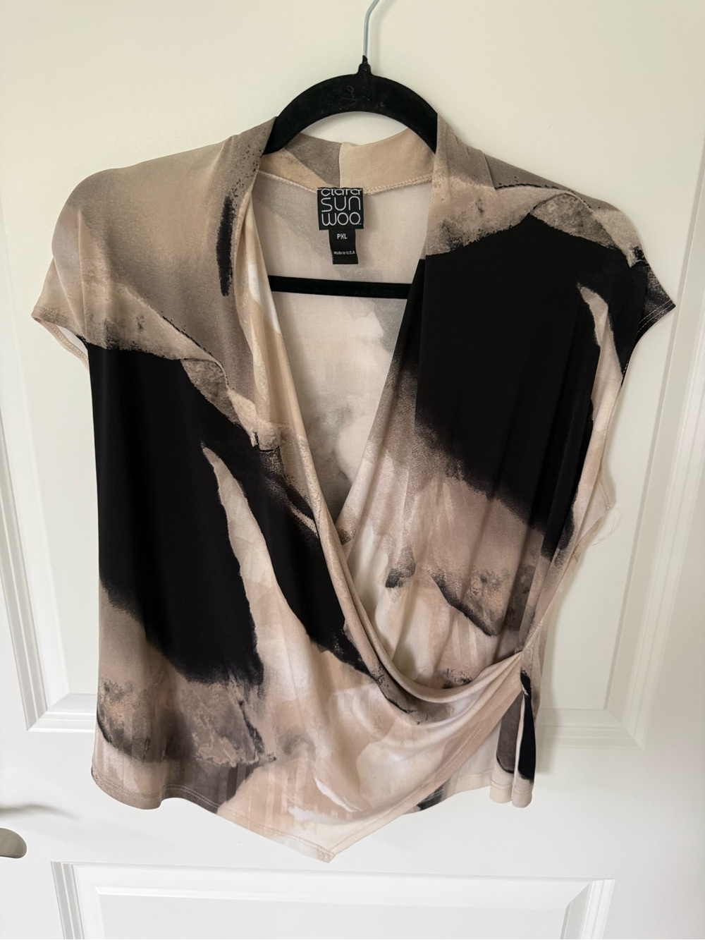 Clara Sunwoo Watercolor Faux Wrap Top Size Extra Large